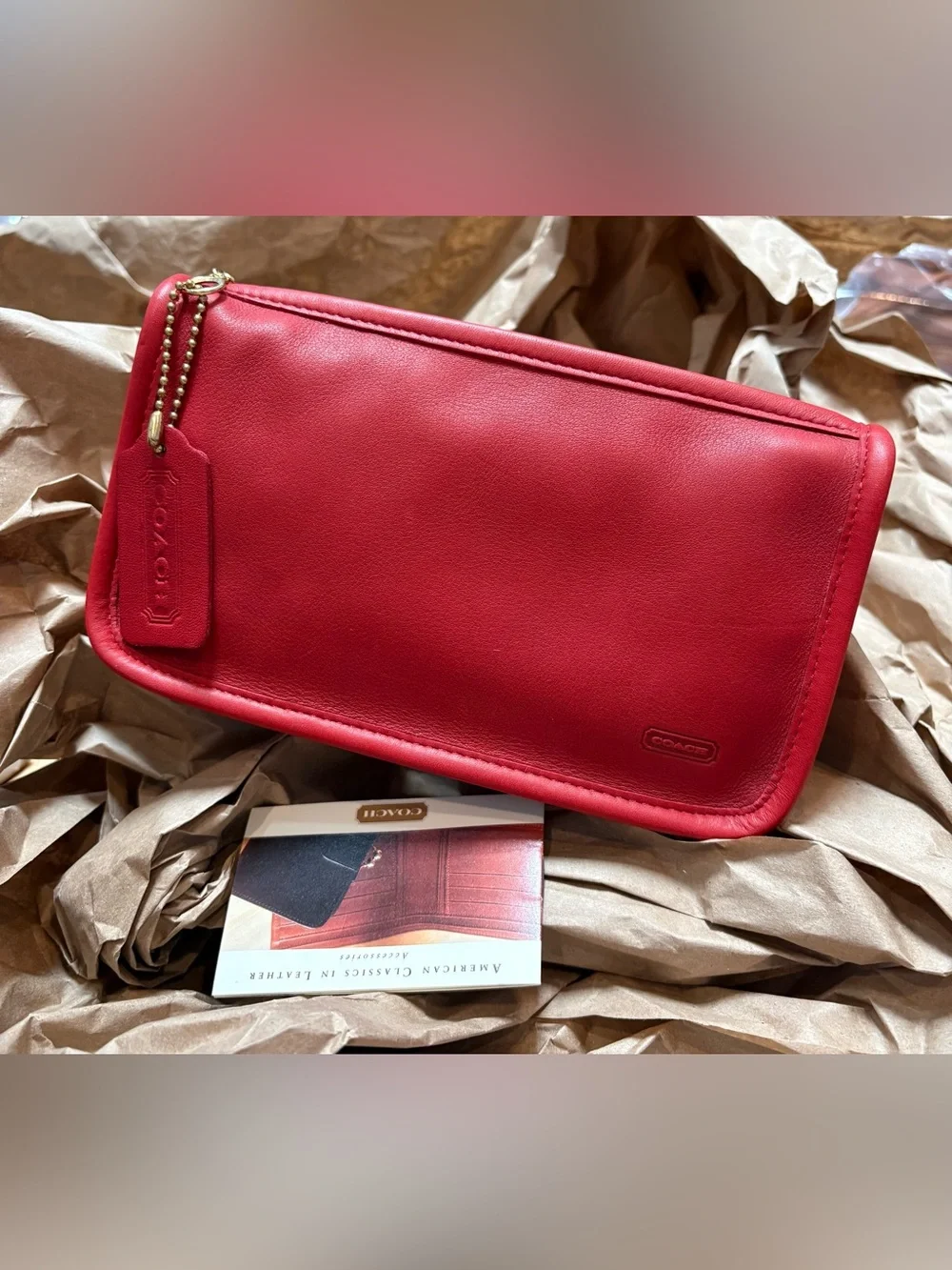 RARE New Tomato Cherry Red Vintage COACH Chunky Case Multipurpose Pouch 7165